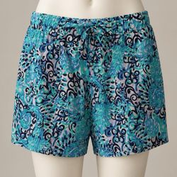 Lilly Pulitzer Blue and Turquoise Patterned Mylee Tie Shorts Size 2