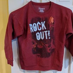 Rock Out! Hanes EcoSmart Soft Sweatshirt, Boys Kids Youth Size M, Medium, Red