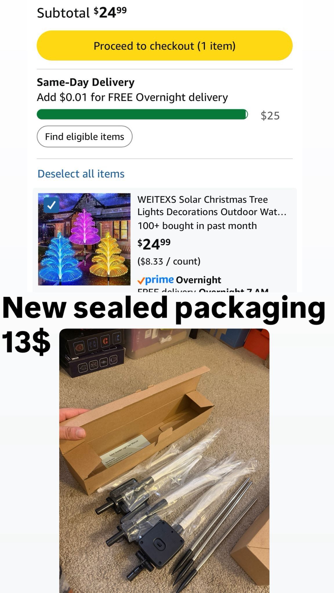 Solar Christmas Tree Lights Optical Fiber 7 Color Changing 3 Pack Outdoor, Waterproof, 5 Layer, for Yard Pathway Outside, Decorations, Decorative Gift