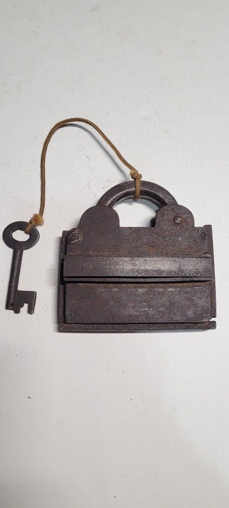 Antique Handmade Trick Lock with Key