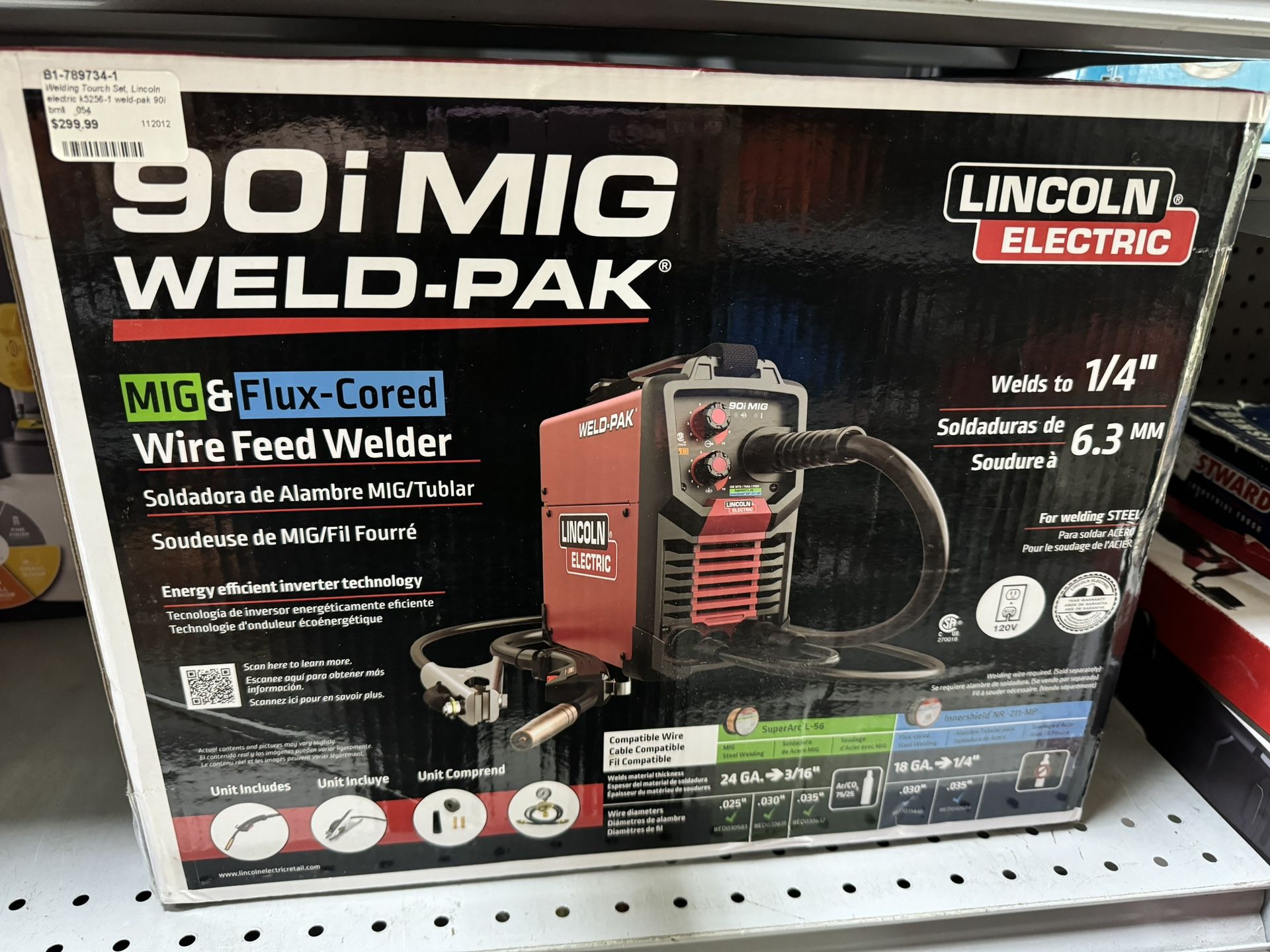 Lincoln Electric 90i Mig Weld Pak Welds 1/4” 6.3 Mm New