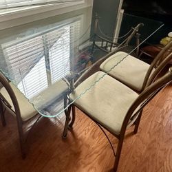 Glass and Metal Dinning Table