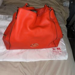 Vintage Orange Leather Coach Bag 