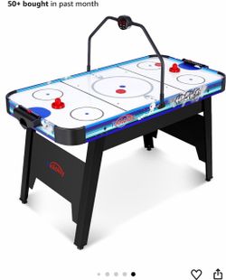 #R4 58" Air Hockey Table, Arcade Style with Powerful 700mA Motor, Accurate Digital LED Scoreboard on Overhead Gantry, Includes 2 Pucks and 2 Pushers $