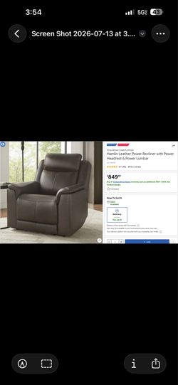 Gilman Creek Hamlin Leather Power Recliner  ⭐ Premium Gilman Creek Leather Power Recliner w/ Power Headrest & Lumbar