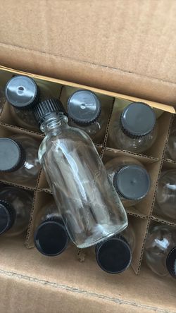 18 pack 2 oz Glass shot bottles + Funnels & Label