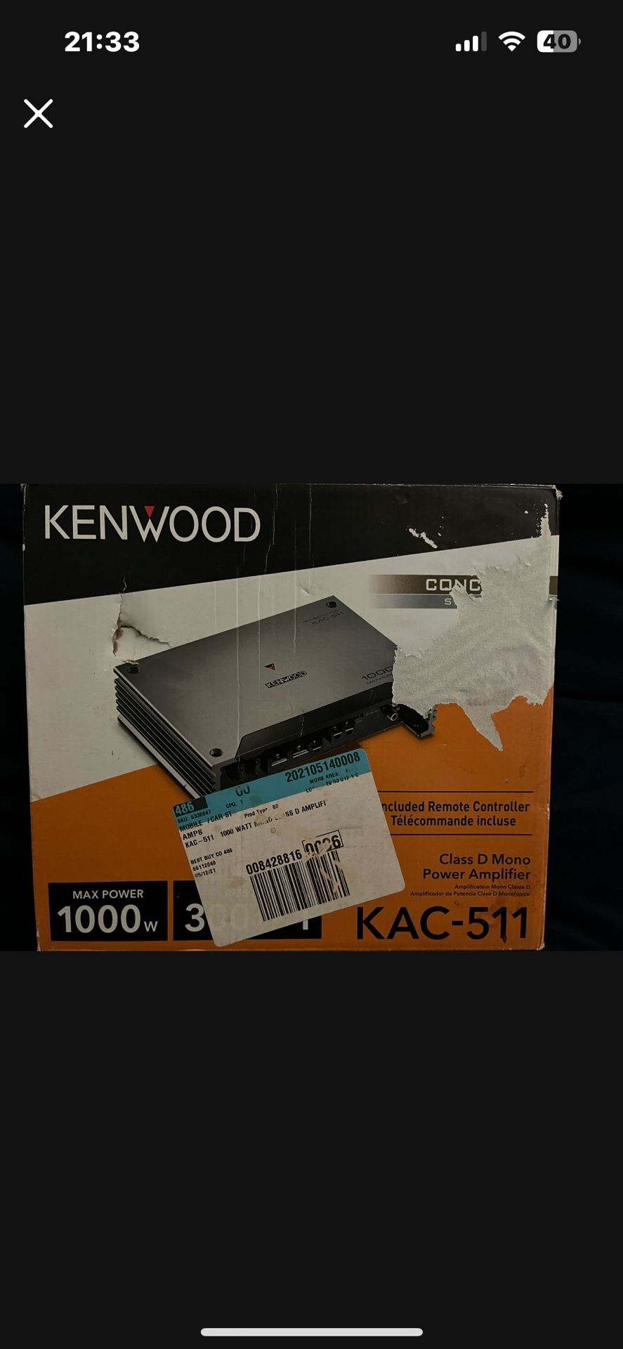 Kenwood KAC-511 1000W Amplifier