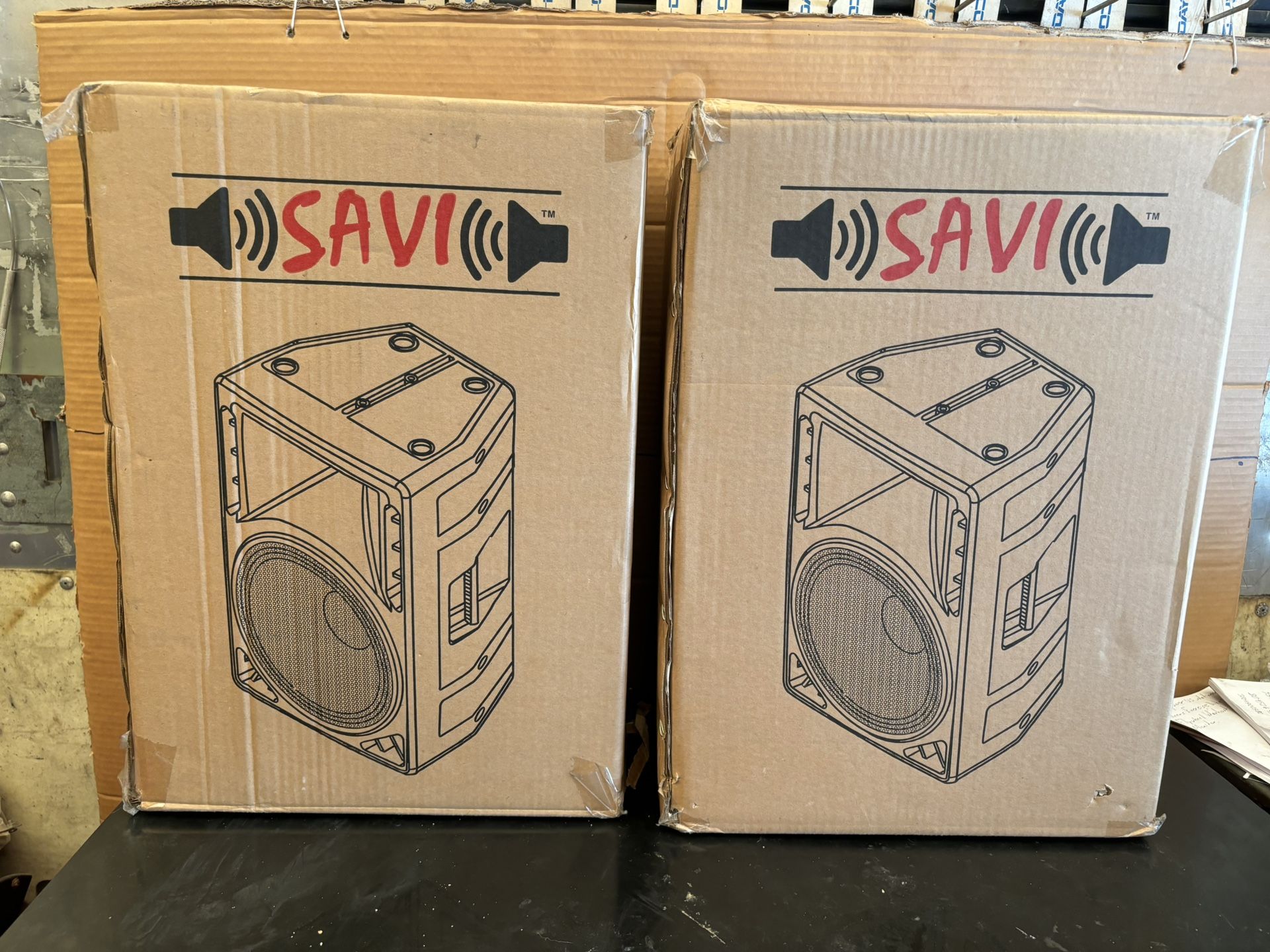 Savi PA public announcement speaker 2 new speakers in box