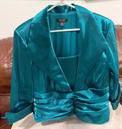 Dressbarn Woman Collection Teal Satin Blouse Size 20W