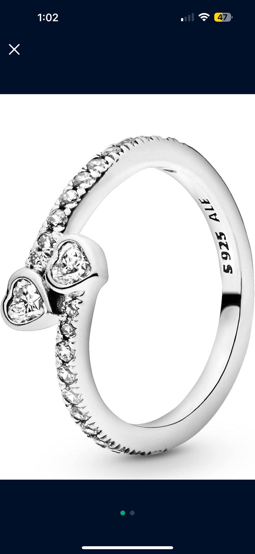 Pandora Double Heart Ring