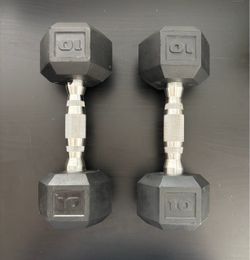 Pair of 10 lb Hex Dumbbells – 20 lbs Total