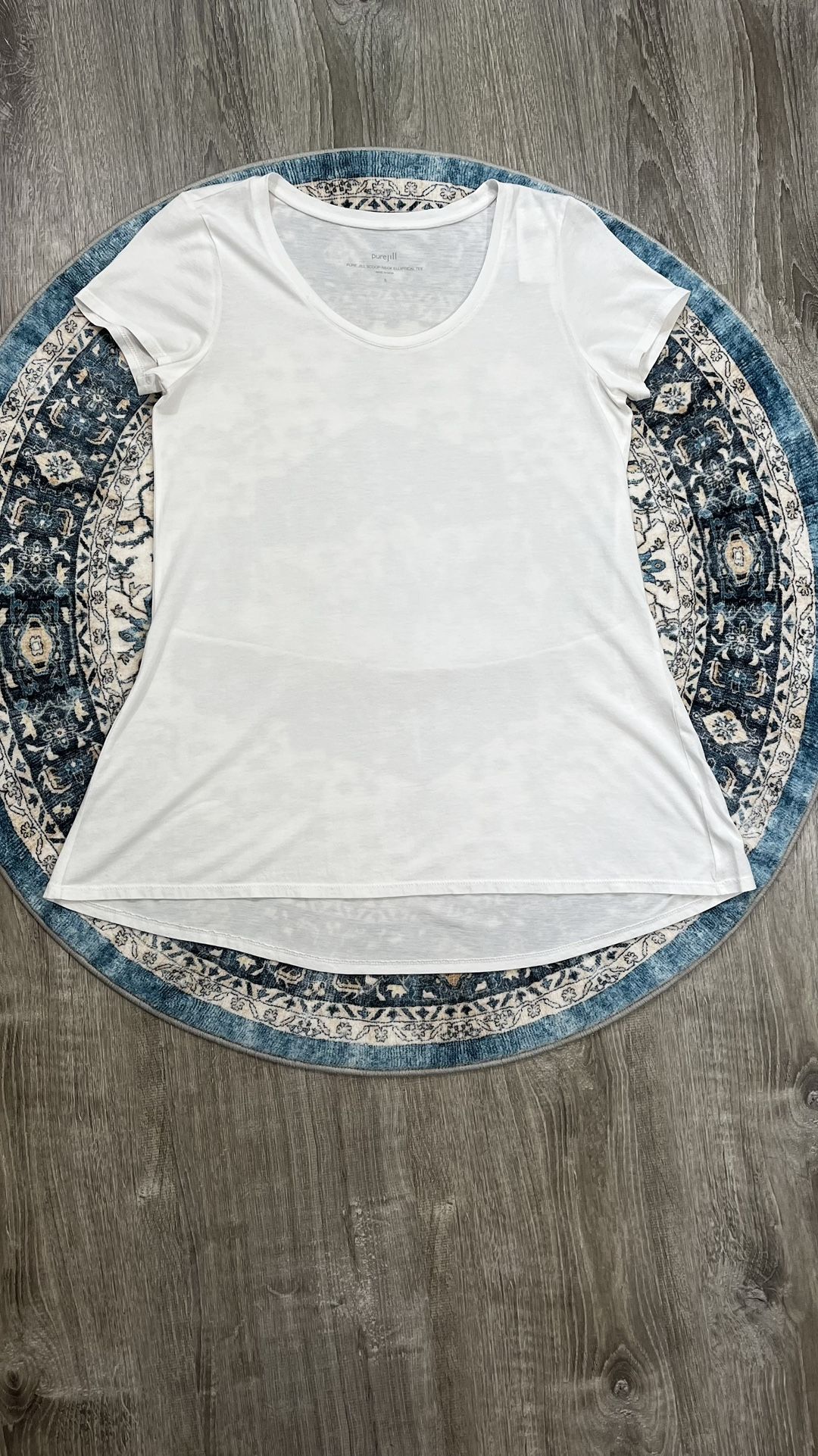 J. Jill Pure Small White 100% Pima Cotton Scoop-neck Elliptical Tee Top NWT