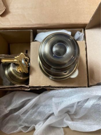 Schlage Plymouth Single Cylinder Handleset and Georgian Knob, Antique Pewter