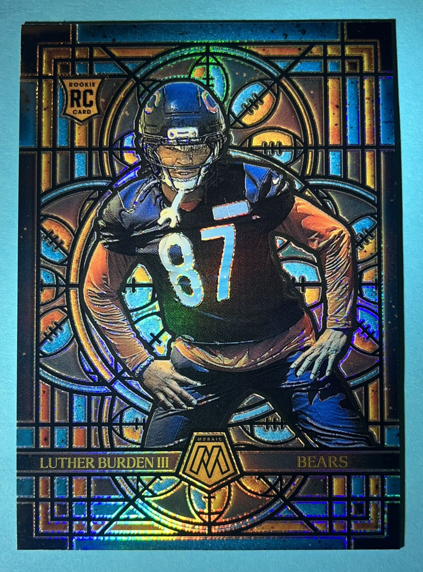 2025 Mosaic Stained Glass Luther Burden III RC football card 