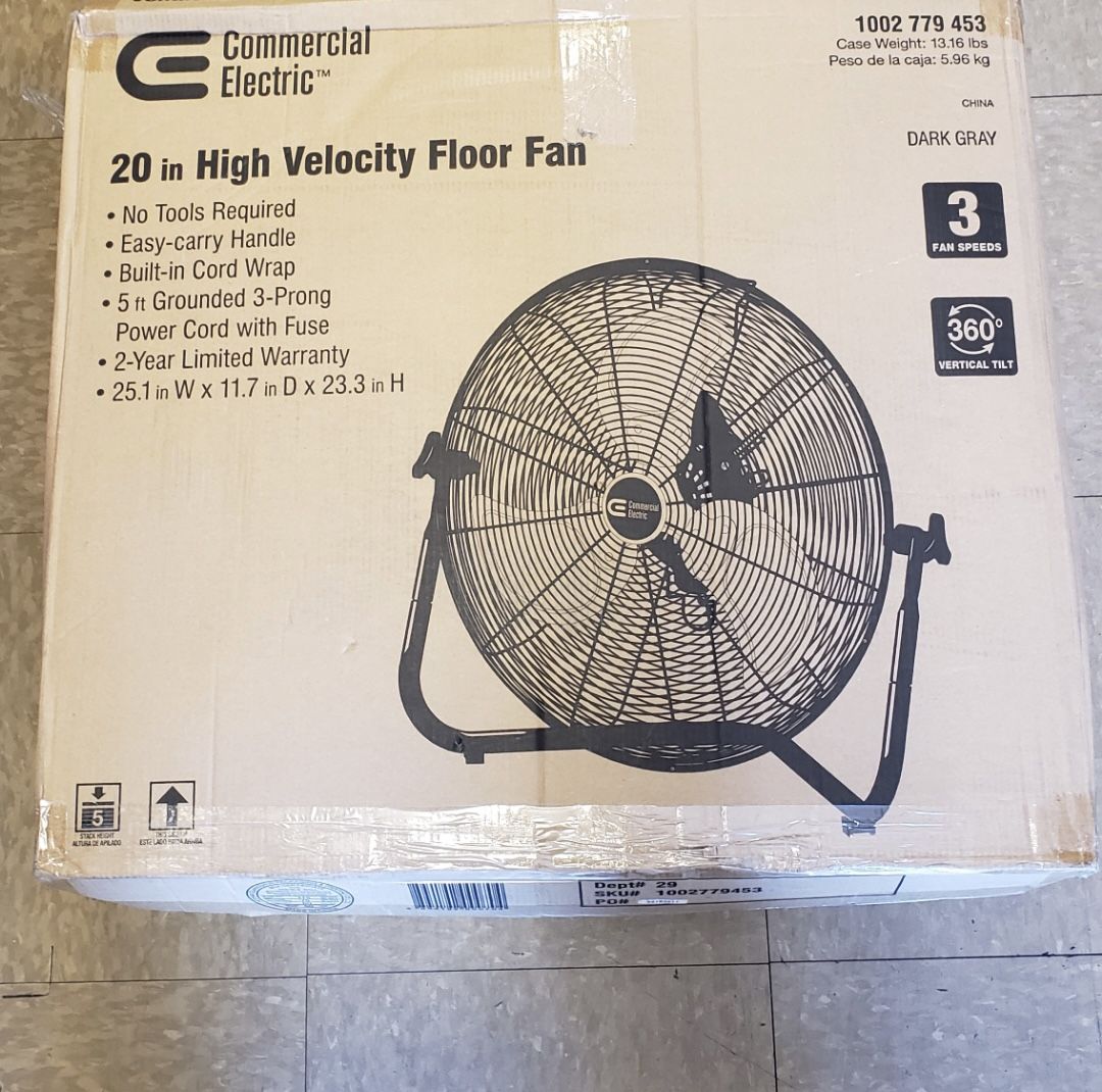 Commercial Electric 20 in. 3-Speed High Velocity Floor Fan