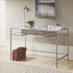 Adela 48" Writing Desk - Silver & Glass