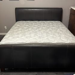 King size bed  plus leather frame