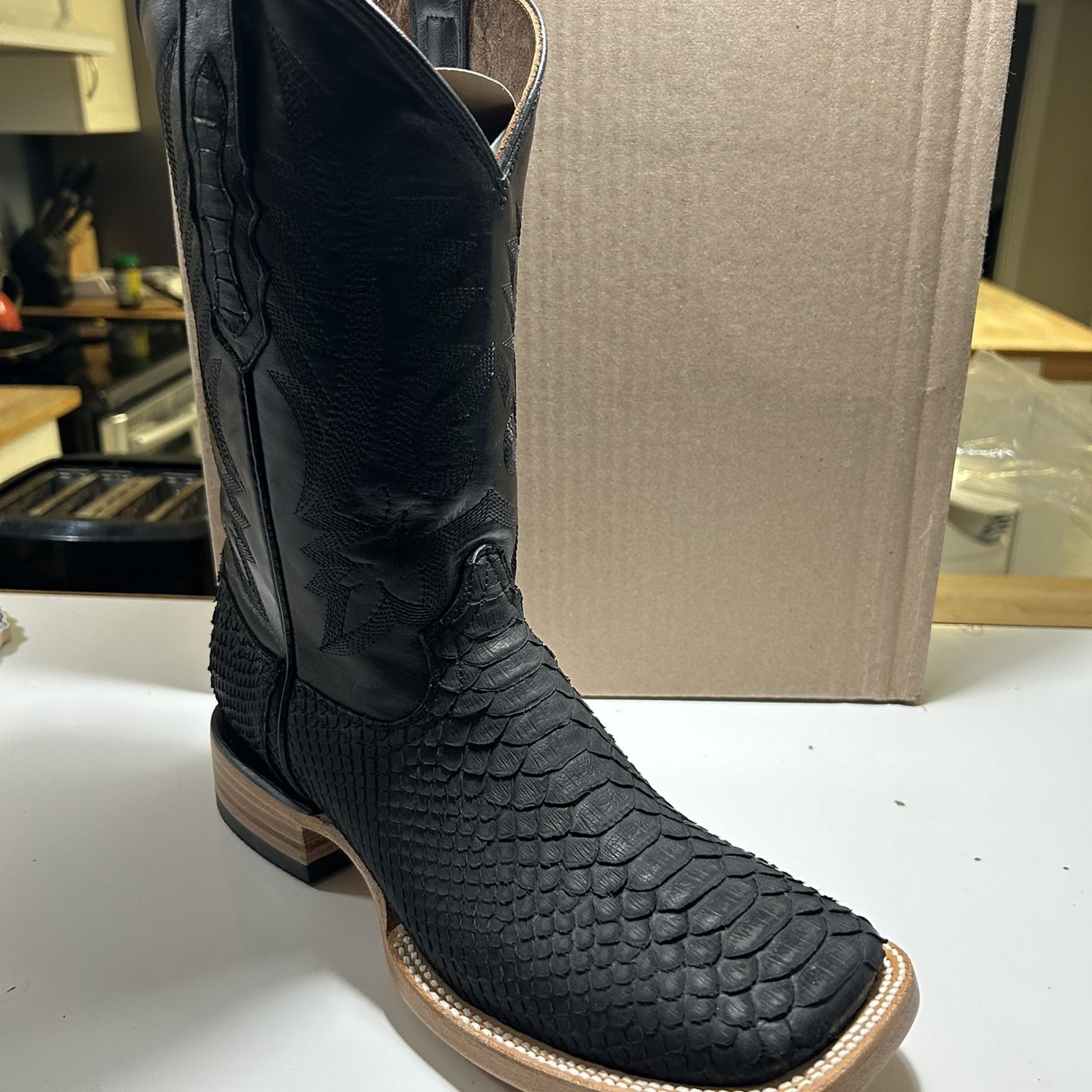 Matte Black Python Boots 