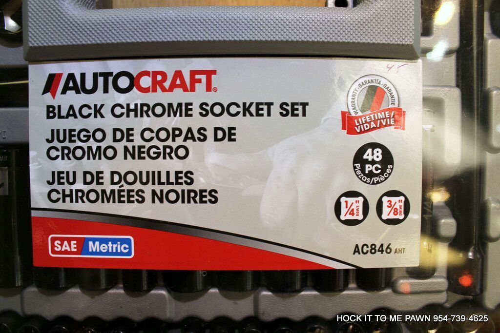 AutoCraft 48 Piece Black Chrome Socket Set NEW AC846