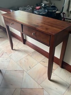 Solid Wood Console Table / Hallway Desk with 2 Drawers
