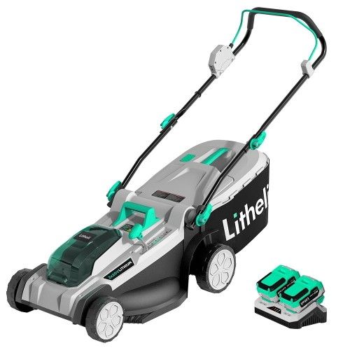 Litheli 2*20V 17" Cordless Lawn Mower with Brushless Motor + 2*4.0Ah Battery & Charger