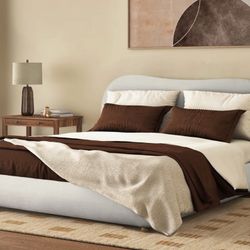 All Modern Beige Boucle Queen Bed
