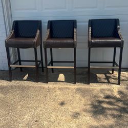 3 High Brown Bar Stools