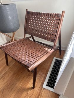 Wood And Leather Accent Chair