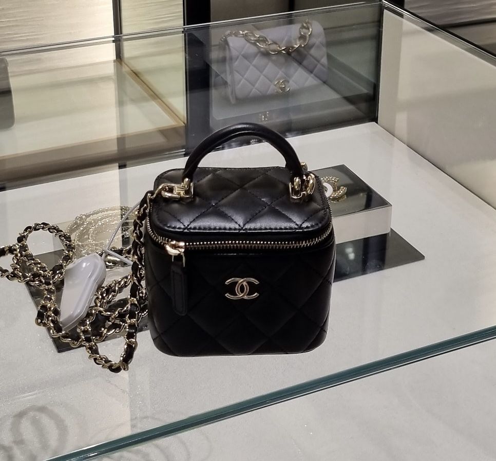 Chanel Classic Mini Vanity Top Handle Bag with Chain.