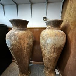 Tall Terracotta Floor Vases (2)