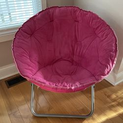 Steel Folding Saucer Chair Pink Magenta 30” Diameter