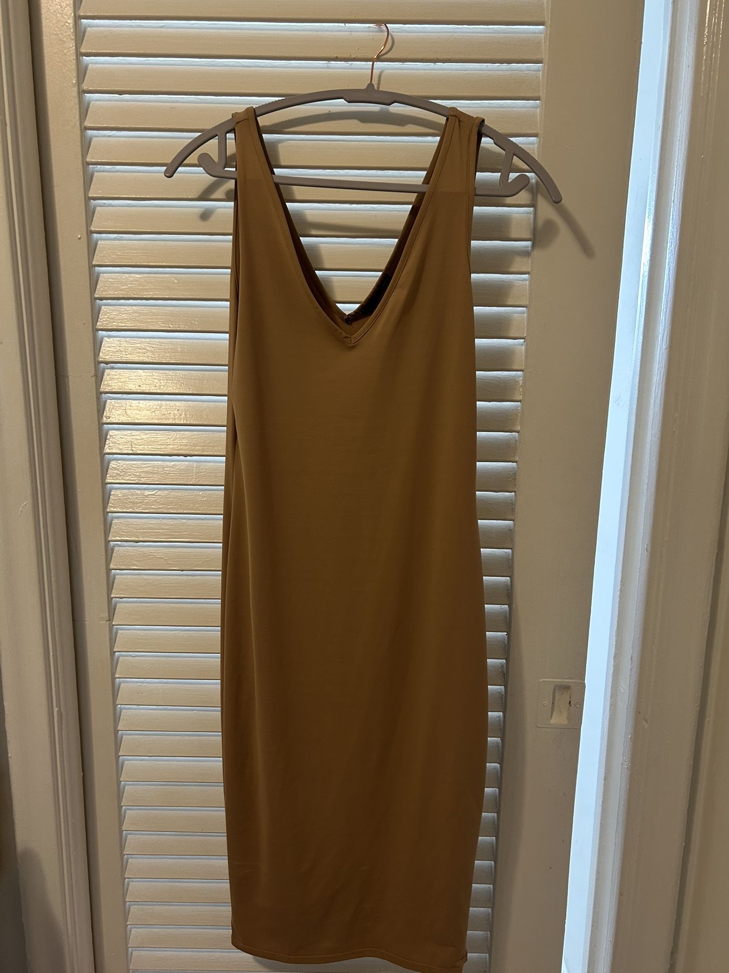 ZARA Dress - Size M - Camel Beige - Bodycon - Brand New