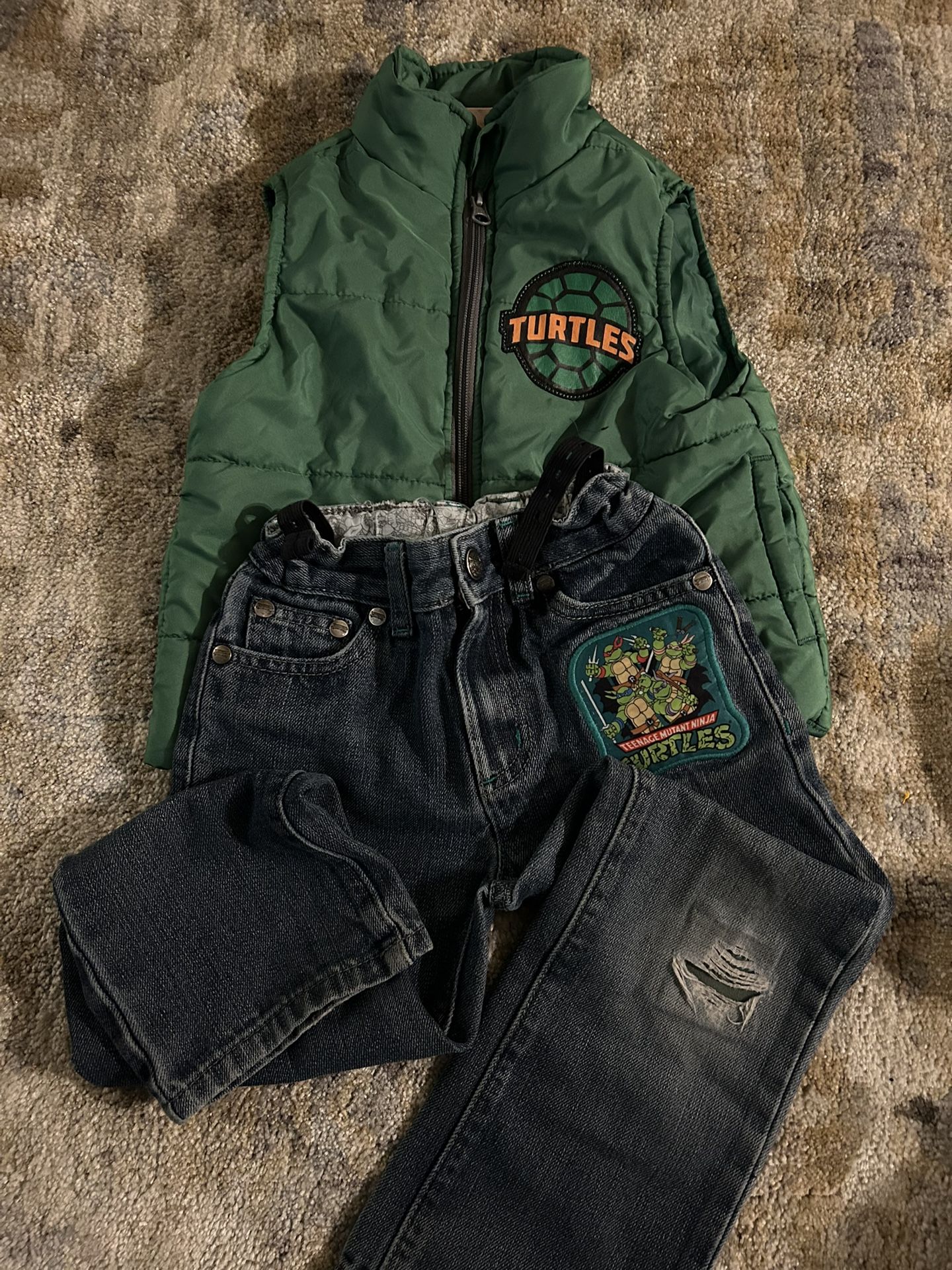 Ninja Turtle Toddler Size 5 Jeans And Puffer Vest