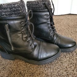 Women Black Combat Boots Size 8