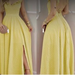 Woman, Long, Open Back Maxi Dress