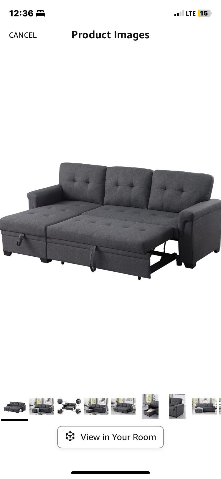 Gray Pullout Sofa 