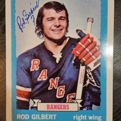 Signed Rod Gilbert New York Rangers Hockey HOF 8x10 Picture Autograph NHL Auto Photo