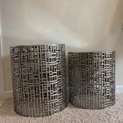Silver End tables With Mirrors On Top