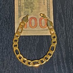 Men's 8 Inch Gold Filled Figaro Curb Chain Bracelet 10MM 