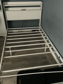 Twin Bed Frame And Headboard w/ Built In Shelf. *Mattress Included!