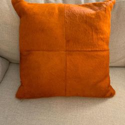 Floripa By Environment Cowhide Decorative Pillow 18" X 18" Burn Orange