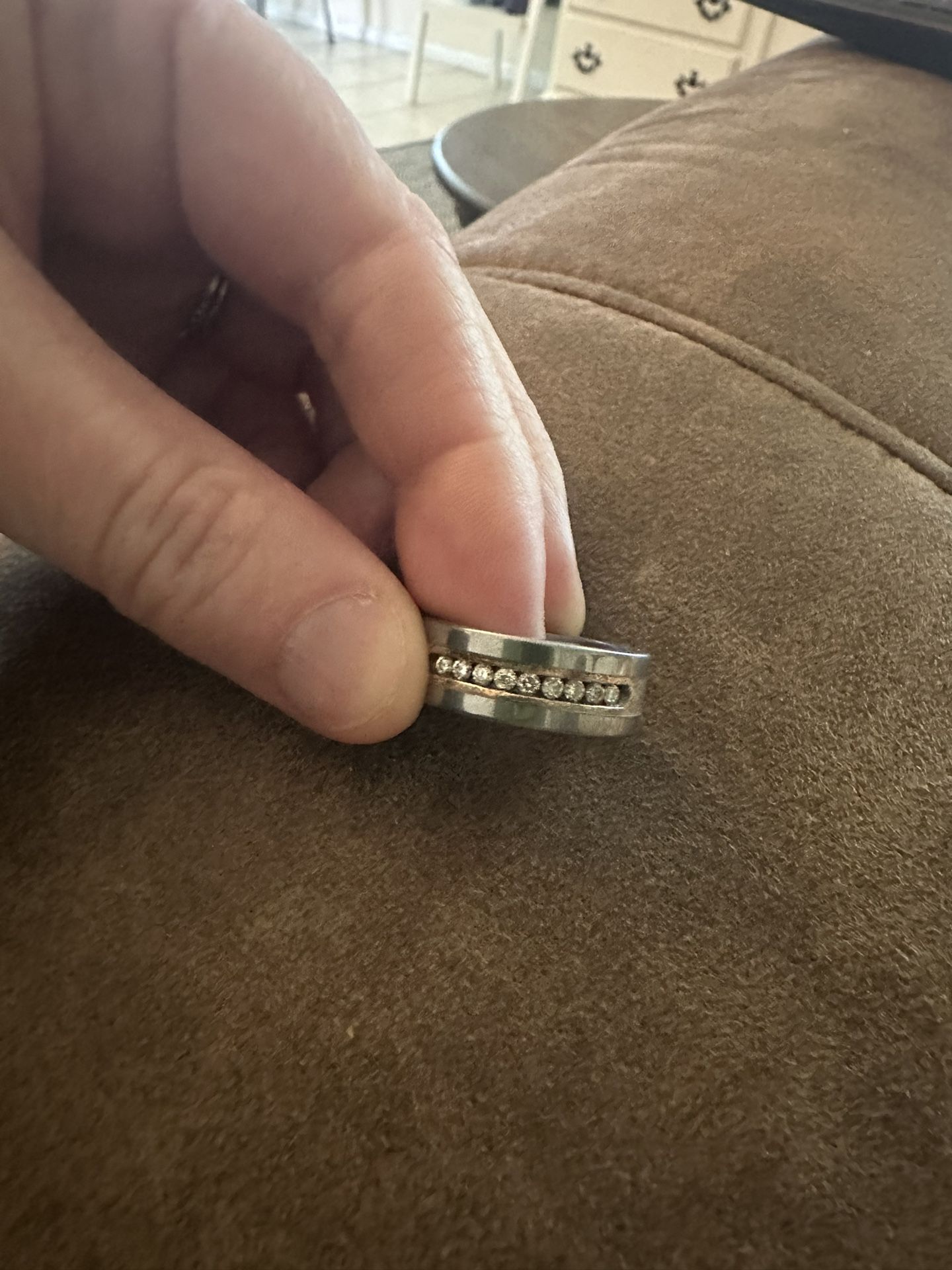 Tungsten Ring With Genuine Diamonds Size 7