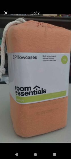 Room Essentials 2 King Jersey Pillowcases Sun Orange New
