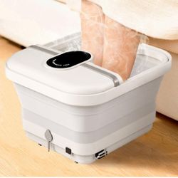 Walkervo Collapsible Foot Spa Electric Rotary Massage, Foot Bath with Heat, Bubble, Remote, and 6 Motorized Shiatsu Massage Balls. Pedicure Foot Spa f