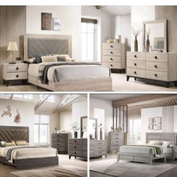 4- Pc Bedroom set Dresser,Mirror  Nightstand (1) Queen size bed frame  Not including Mattress and Box Sp