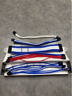 Sleeved PSU Cable Extension Kit – Blue/White/Red