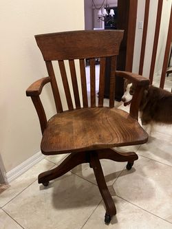 Antique Oak Banker/Office chair