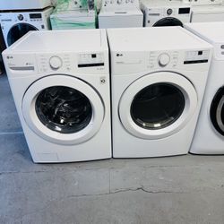 LG washer and gas dryer, one receipt with a 90-day warranty.