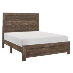 FARMHOUSE RUSTIC BROWN FINISH FULL SIZE FRAME - CAMA MATRIMONIAL