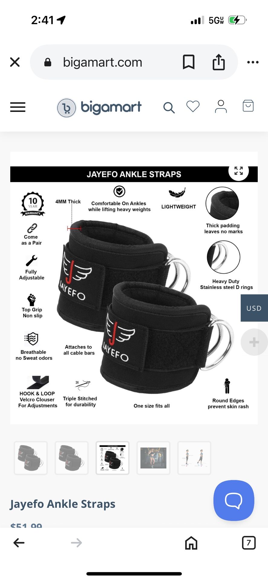 Ankle/Leg Cable Pulley Attachment